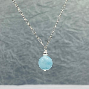 Larimar necklace, Dominican Larimar necklace,    Larimar and Silver necklace, Sterling silver necklace, Gemstone necklace, Gift for her.