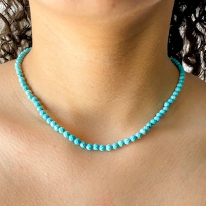 Dainty Turquoise Necklace, Beaded Turquoise Necklace, Blue necklace, Necklace for her, Gift for her, Choker Necklace, Birthday Gift.
