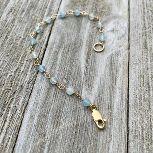 Gold Filled Aquamarine Beaded Bracelet - March Birthstone