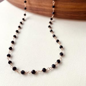 Black Beaded Onyx Necklace. 14k Gold filled. Anniversary, Wedding, Mother’s Day, Choker necklace.
