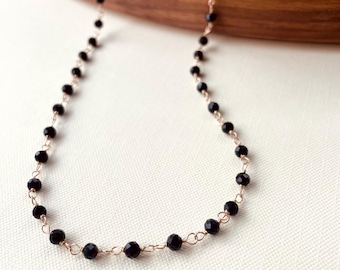 Black Beaded Onyx Necklace. 14k Gold filled. Anniversary, Wedding, Mother’s Day, Choker necklace.