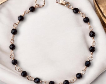 Faceted Onyx Beaded Bracelet: 14k Gold Filled Wire