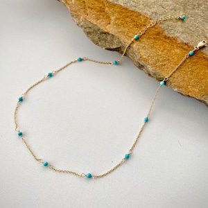 Turquoise necklace, Minimalist necklace, 14k Gold filled, Sterling Silver, Gift necklace, Blue necklace, Choker necklace, Turquoise jewelry.