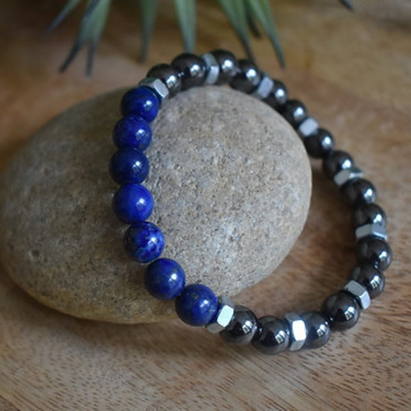 Bracelet Homme - lapis lazuli et hématite