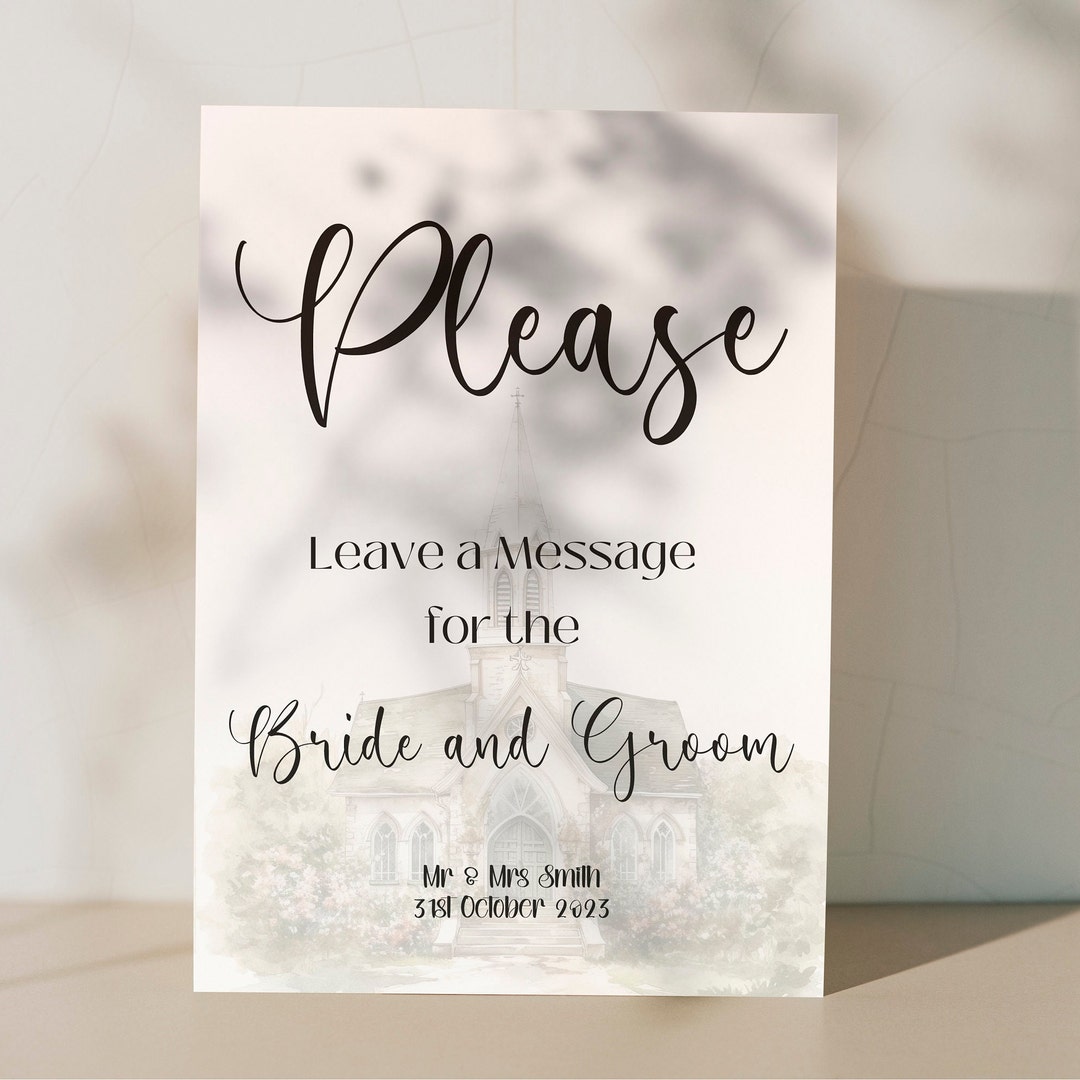 Printable Wedding Guest Book Sign Leave a Message Bride and Etsy