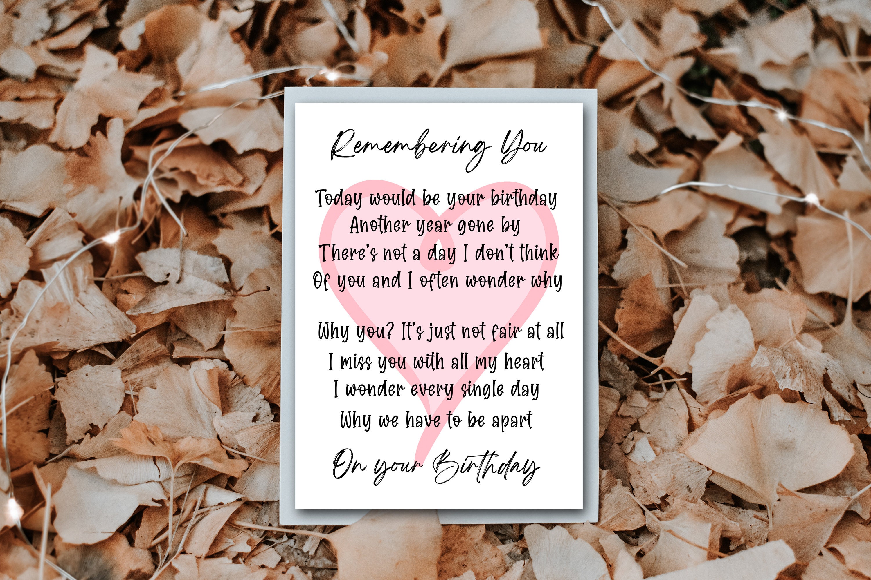 Memorial Birthday Card Graveside Gift Birthday Card for Etsy UK