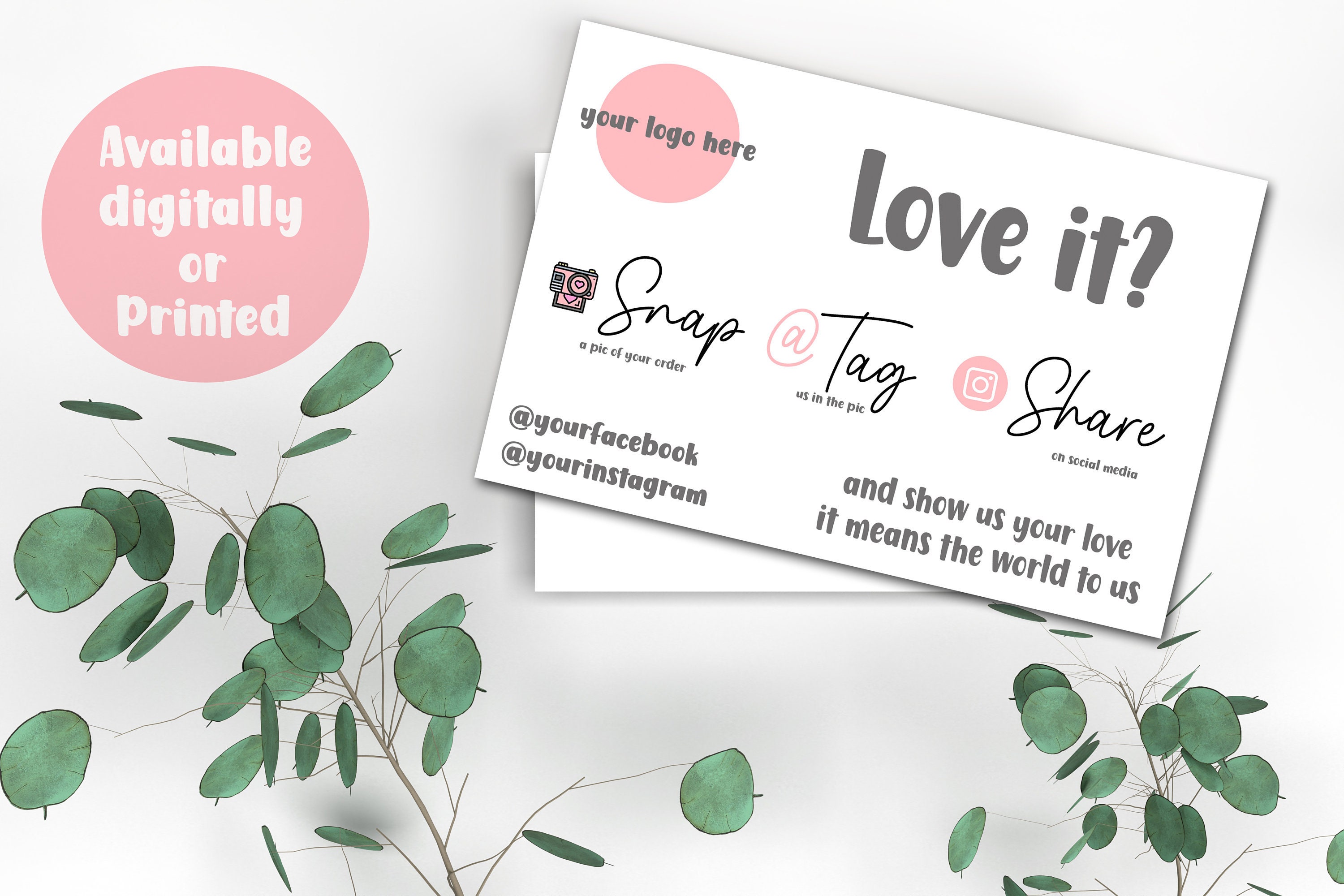 Snap tag share cards for business instagram template leave Etsy