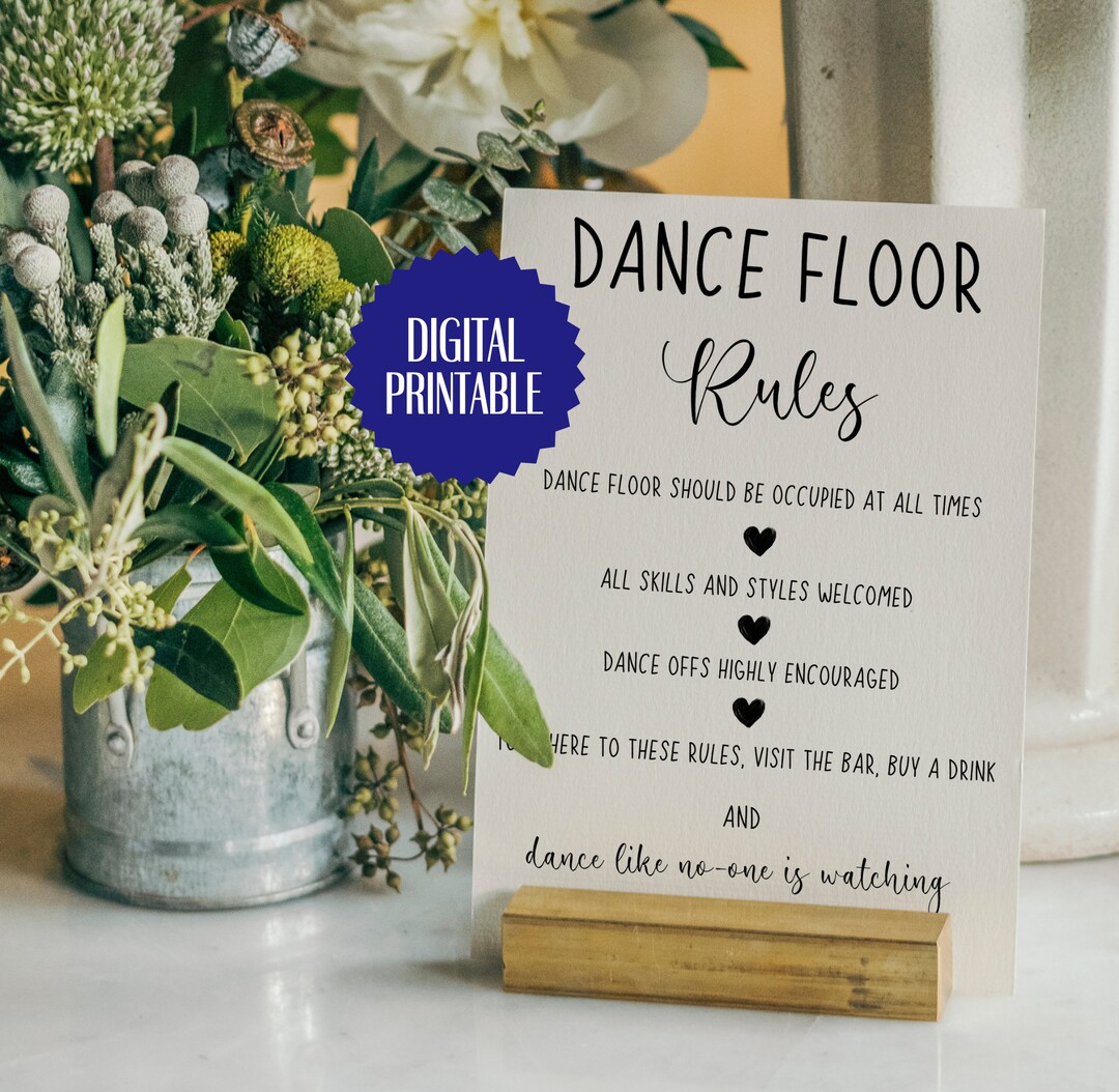 Wedding Dance Floor Rules Sign Printable Cute Dance Floor Etsy