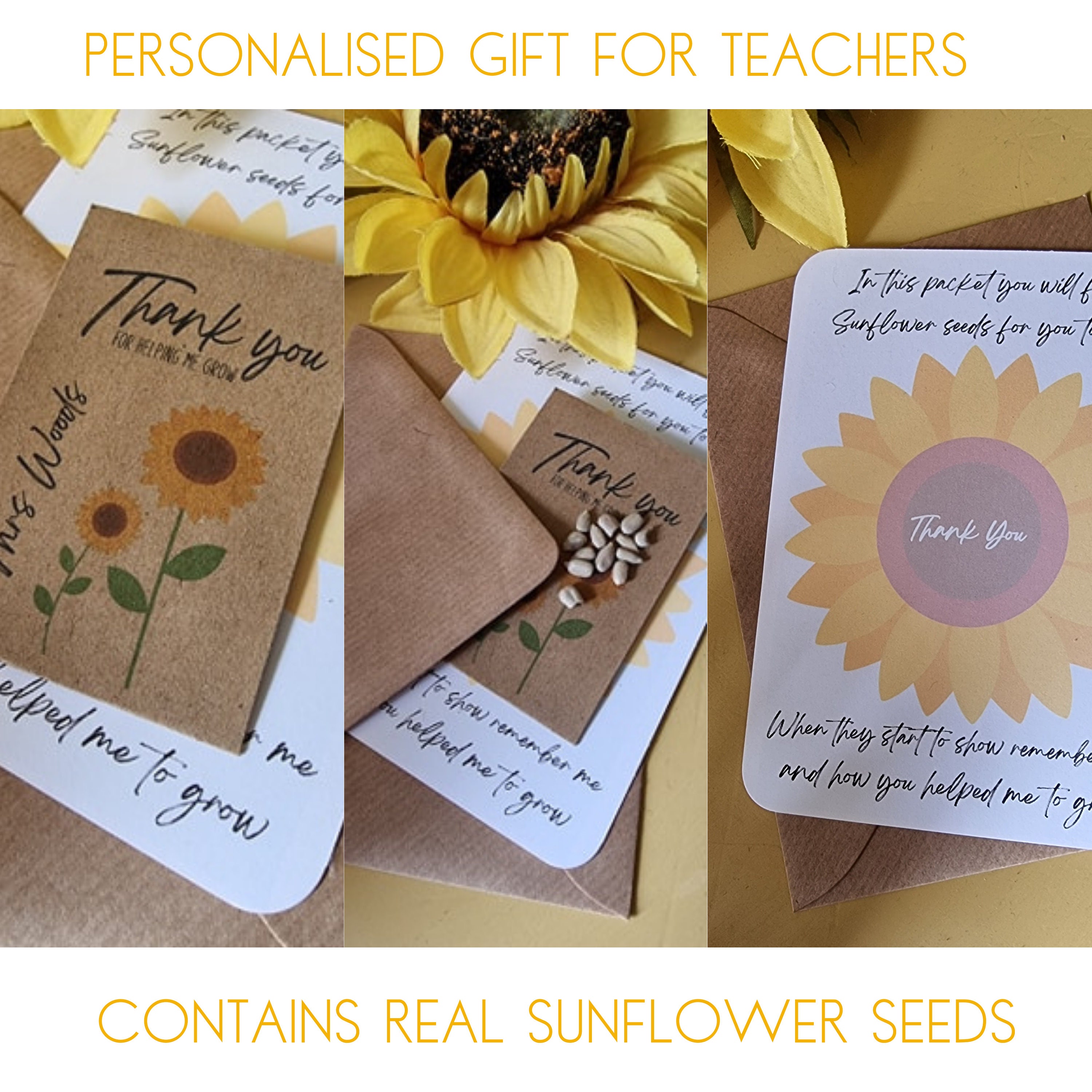 Teacher gift sunflower seeds end of term gift for teacher Etsy