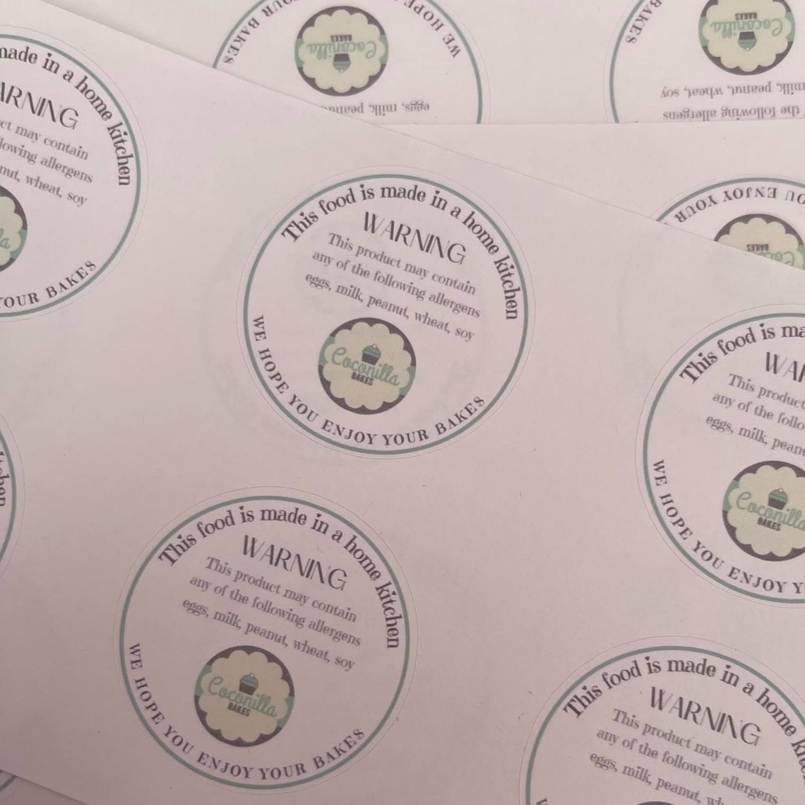 Personalised Allergen stickers for Cakes allergy warning Etsy