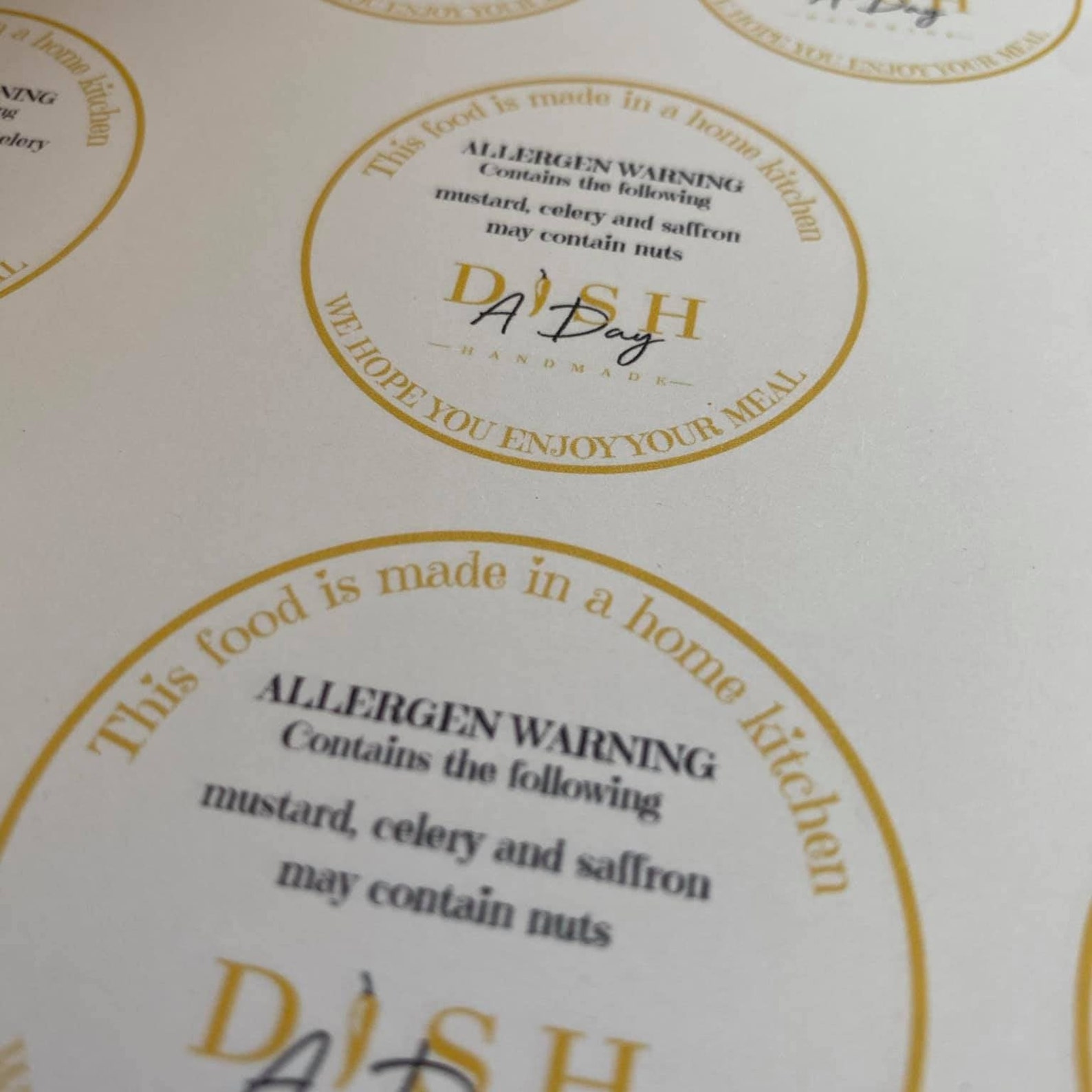 Personalised Allergen stickers for Cakes allergy warning Etsy