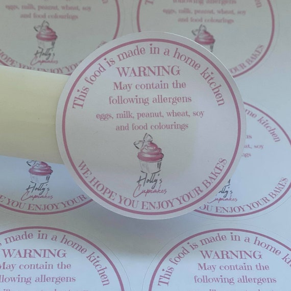 Personalised Allergen stickers for Cakes allergy warning Etsy