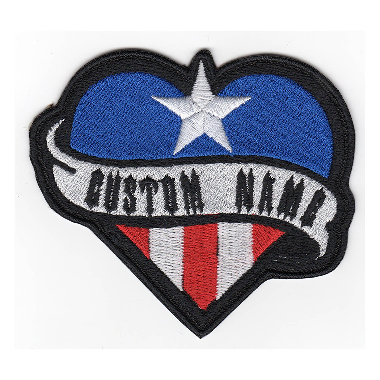 Custom Embroidered Puerto Rico Flag Heart Name Tag Motorcycle Etsy