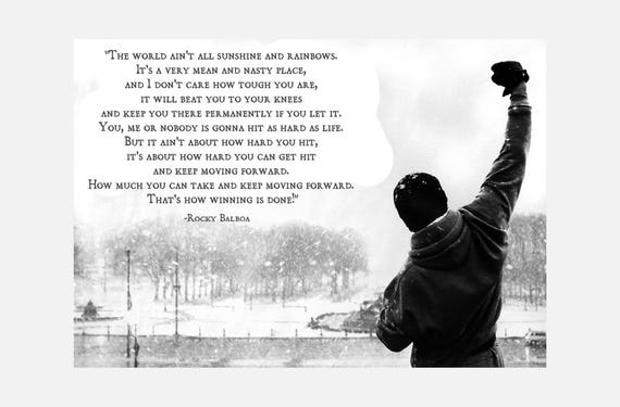 Rocky Balboa Quote Bw Print Poster Or Canvas Etsy