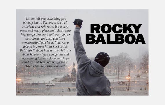 Rocky Balboa Quote Color Print Poster Or Canvas Etsy