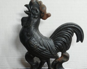 Cast Iron Rooster Bookend, Doorstop, Display, about 7" tall