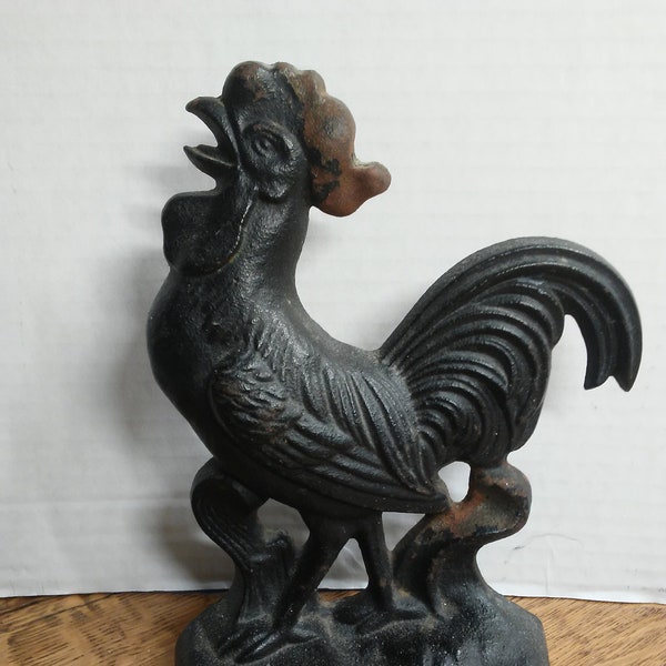 Cast Iron Rooster Bookend, Doorstop, Display, about 7" tall