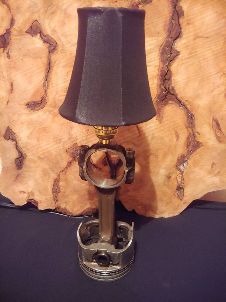 Custom hand made piston lamp with black shade made to order Etsy
