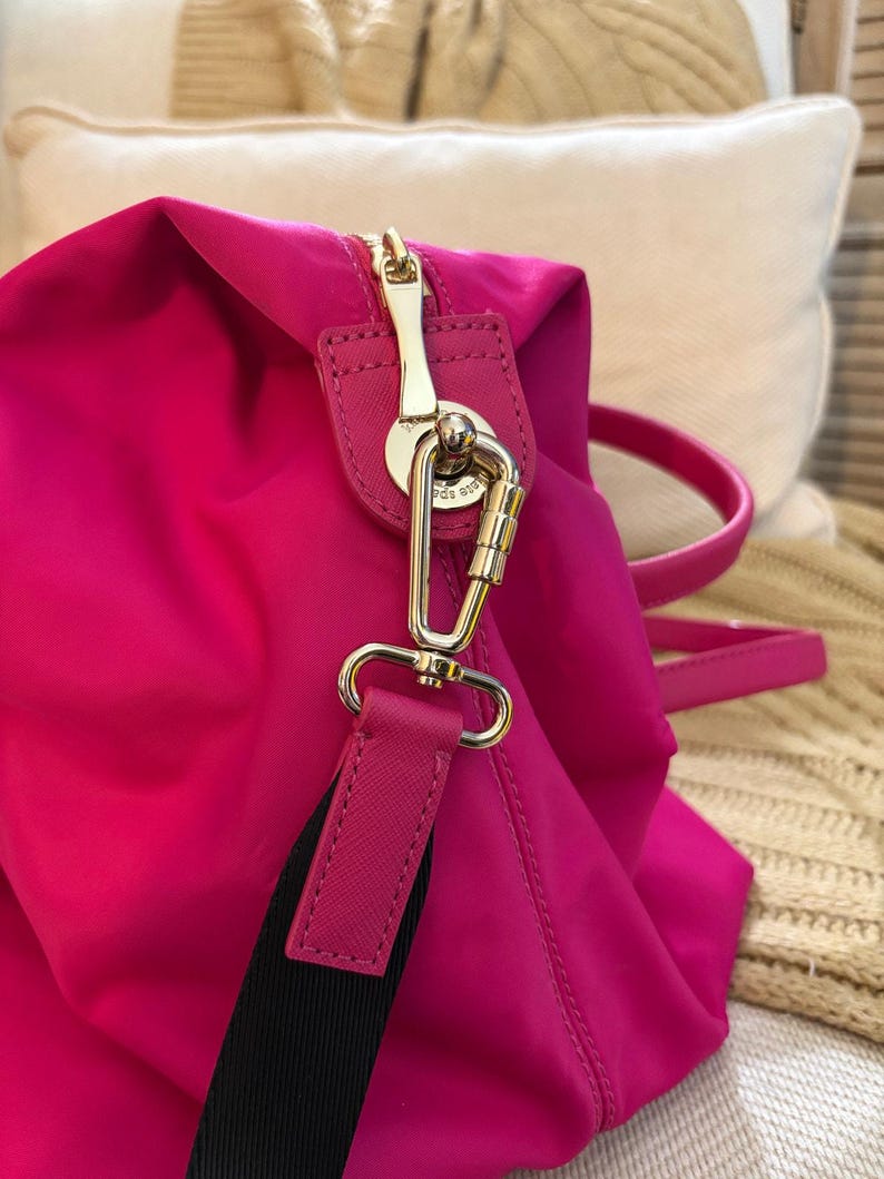 Kate Spade Lyla Weekender Bag Hot Pink with removable crossbody strap image 7