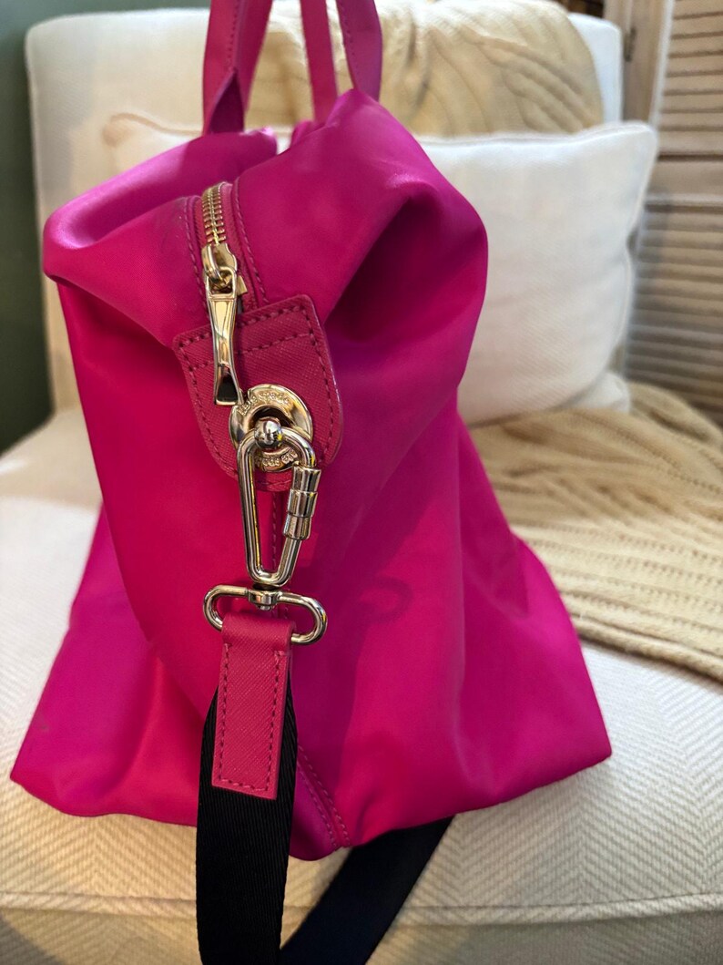 Kate Spade Lyla Weekender Bag Hot Pink with removable crossbody strap image 3