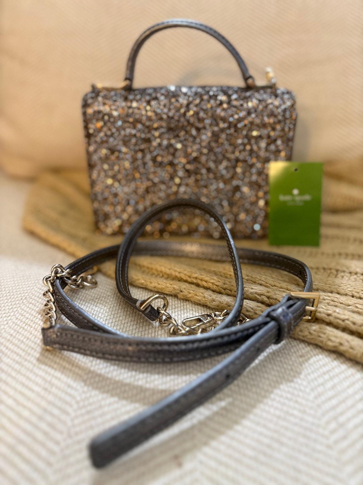 kate spade グリッター パーティーバッグ　新品 ダーシー ジュエル グリッター ファブリック マイクロ トップ ハンドル