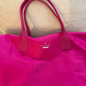 Kate Spade Lyla Weekender Bag Hot Pink with removable crossbody strap image 12