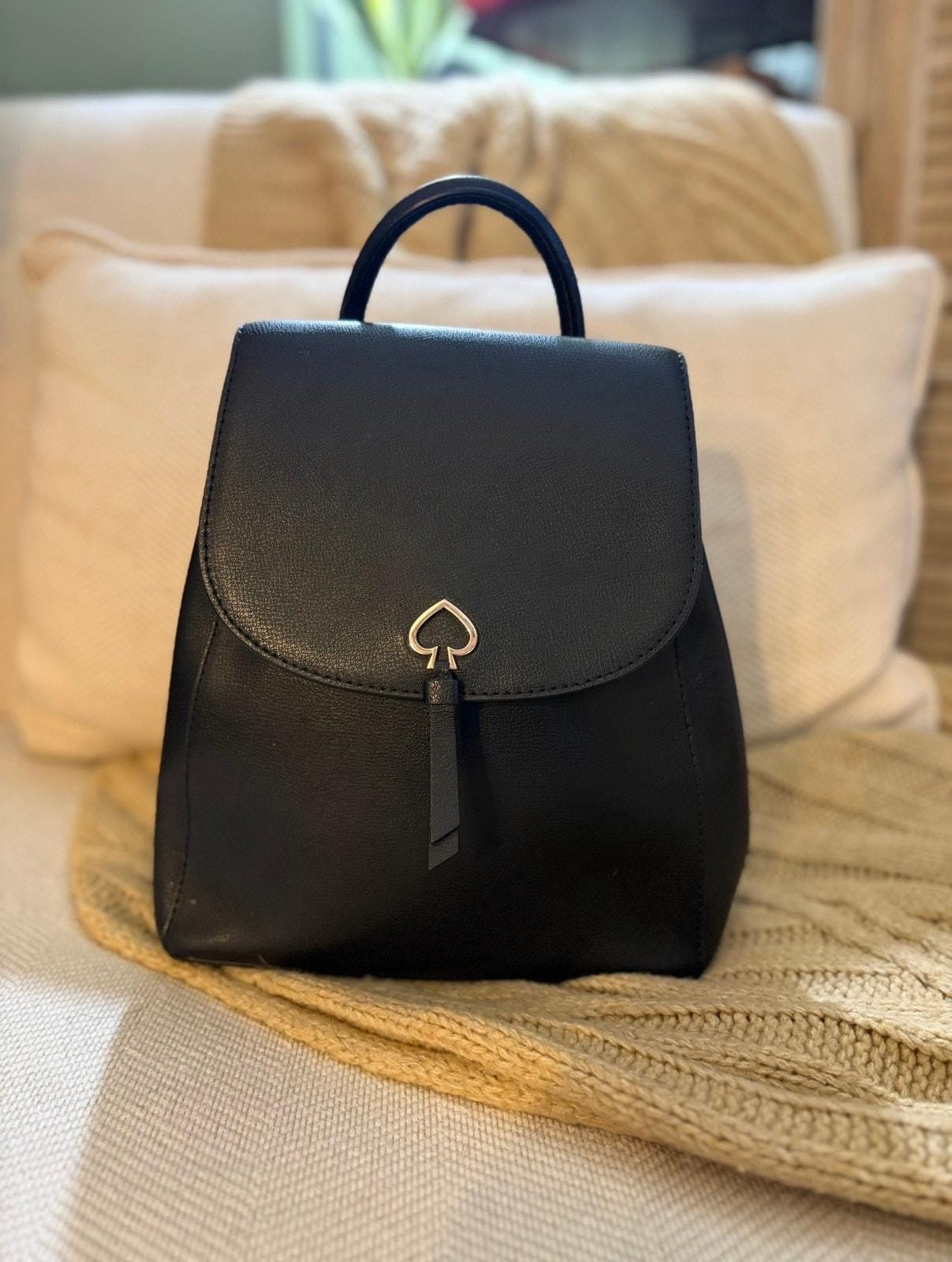 Kate Spade New York Adel Medium Flap Backpack Black Leather 