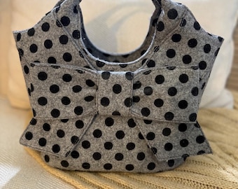 Kate Spade New York Walker Park Tate Black Gray Wool Felt Satchel