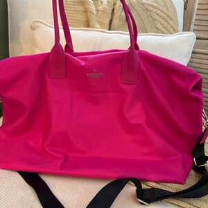 Kate Spade Lyla Weekender Bag Hot Pink with removable crossbody strap image 1