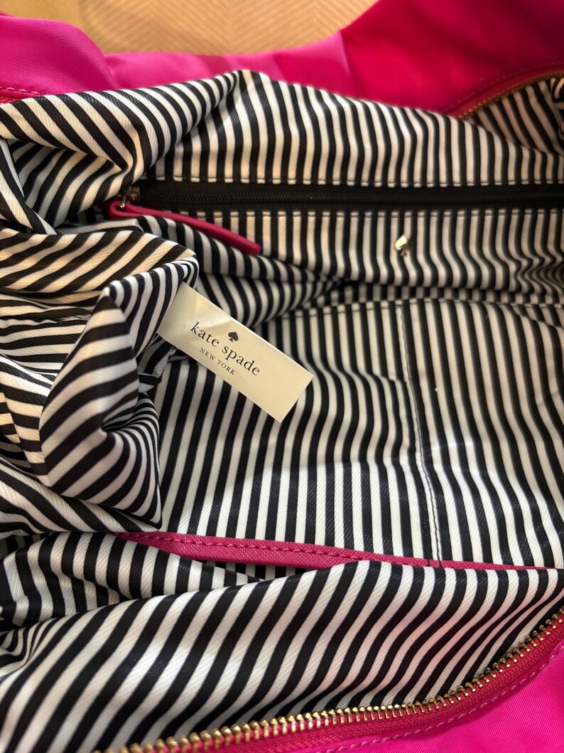 Kate Spade Lyla Weekender Bag Hot Pink with removable crossbody strap image 9