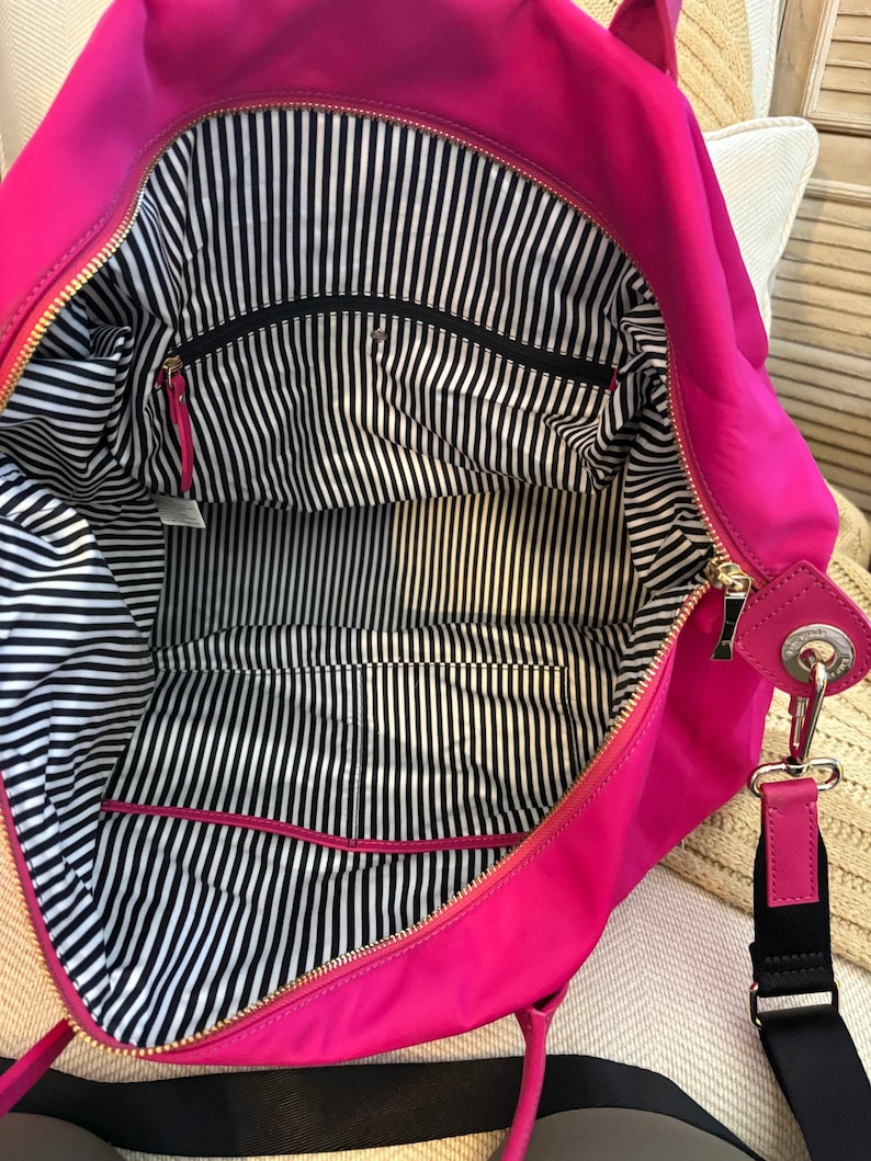 Kate Spade Lyla Weekender Bag Hot Pink with removable crossbody strap image 8