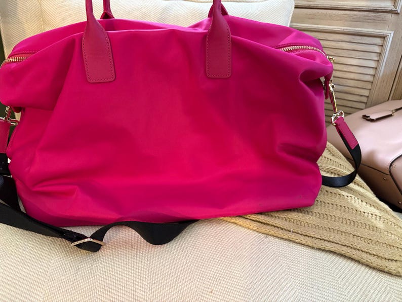 Kate Spade Lyla Weekender Bag Hot Pink with removable crossbody strap image 10