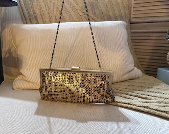 Style & Co. Metallic Gold Leopard Metal Mesh Evening Bag