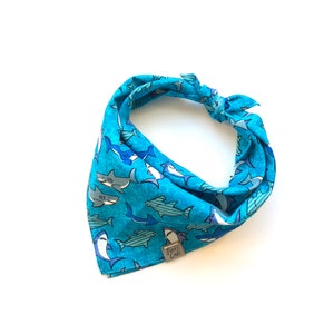 Customizable * Shark Attack Dog Bandana / Shark Week Blue Dog Bandanas / Sharks Blue Bandana Personalize!