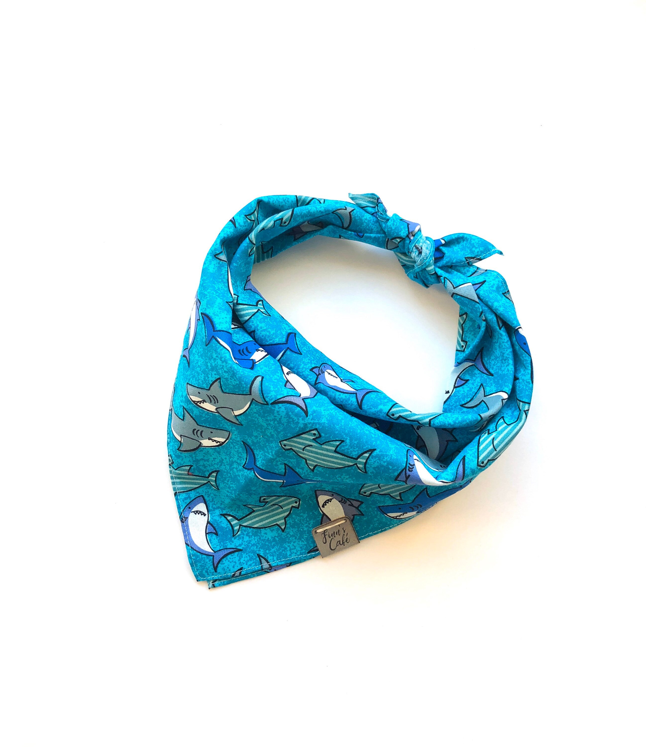 Customizable * Shark Attack Dog Bandana / Shark Week Blue Dog Bandanas / Sharks Blue Bandana Personalize!