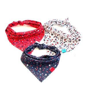 Personalized Patriotic USA Flag Stars Dog Bandana / Red White And Blue Dog Bandana / Memorial Day, 4th of July / Red White Blue Stars Scarf