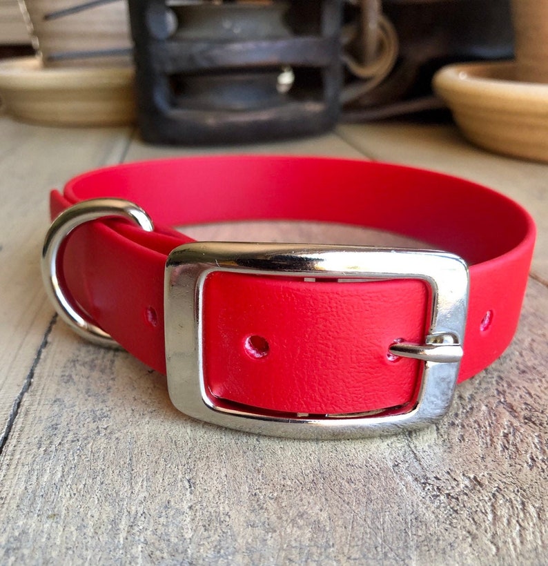 1 Waterproof Red Dog Collar Sturdy Dog Collar Dog Collar with Metal Buckle Biothane Dog Collar