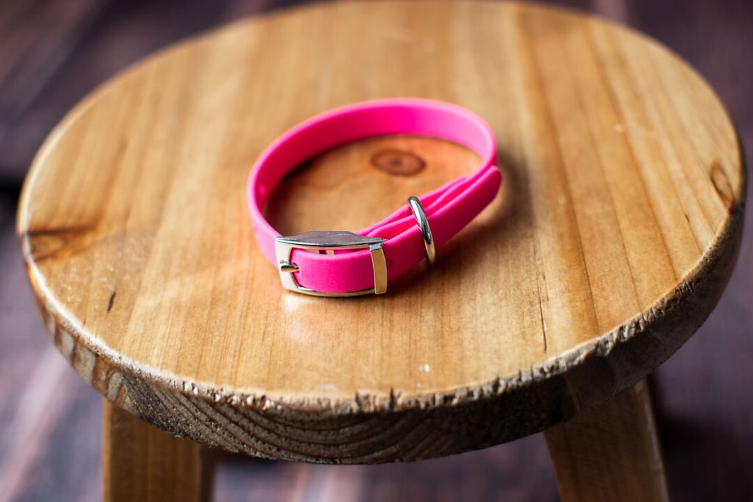 1 or 3/4 Waterproof Hot Pink Girl Dog Collar / Neon Pink Dog Collar