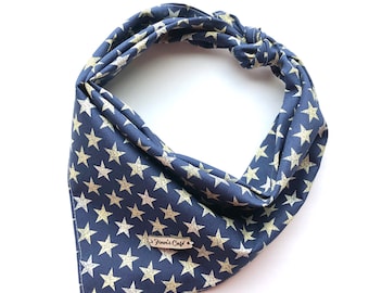 Personalized *Patriotic USA Blue Stars Dog Bandana / Blue with Tan Stars Dog Bandana / 4th of July / Memorial Day Blue Tan Stars Dog Bandana