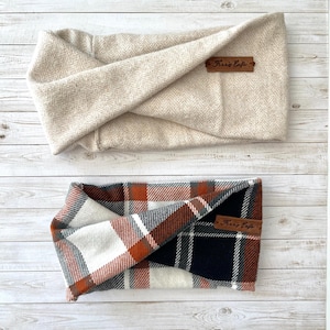 Fall Harvest Twisted Flannel Snood Dog Scarf / Infinity Scarf for Pets / Snood for Dogs / Warm Dog Snood Scarf