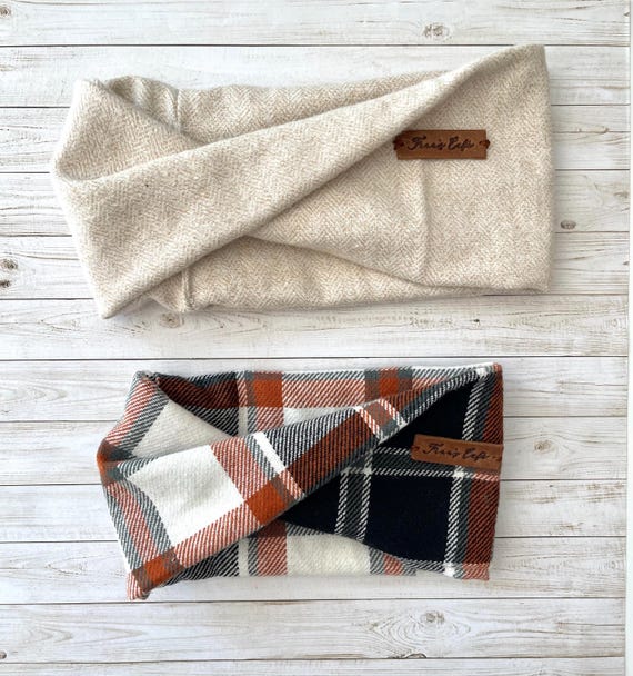 Fall Harvest Twisted Flannel Snood Dog Scarf / Infinity Scarf for Pets / Snood for Dogs / Warm Dog Snood Scarf