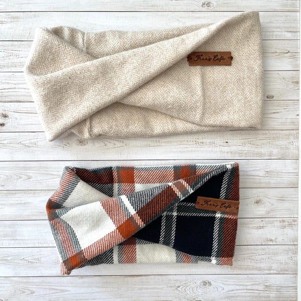 Fall Harvest Twisted Flannel Snood Dog Scarf / Infinity Scarf for Pets / Snood for Dogs / Warm Dog Snood Scarf