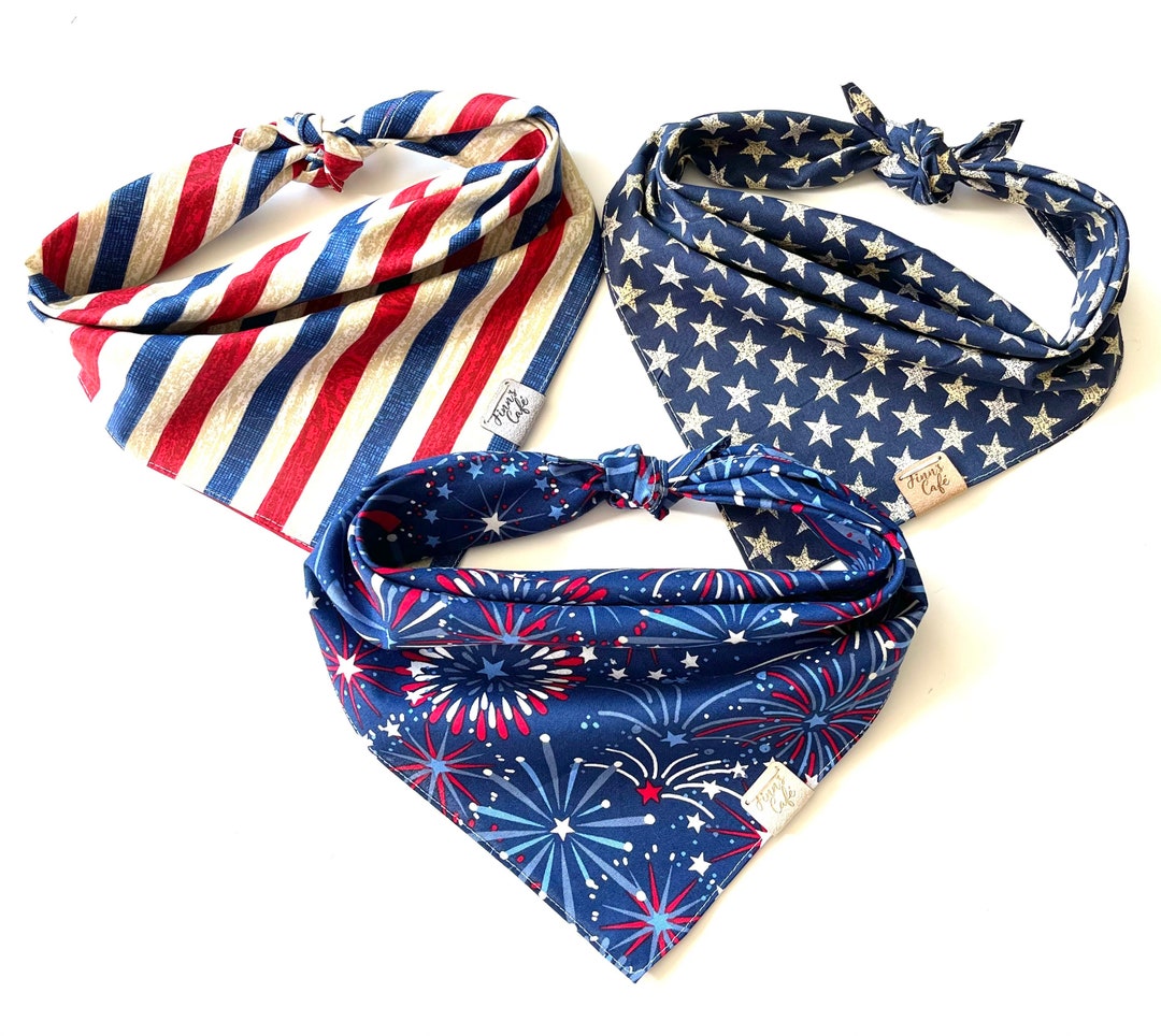 Personalized Patriotic American Flag Stars Dog Bandana / Red White and ...
