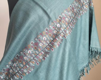 Chal de pashmina de Cachemira bordado a mano, estola artesanal, regalo para profesores