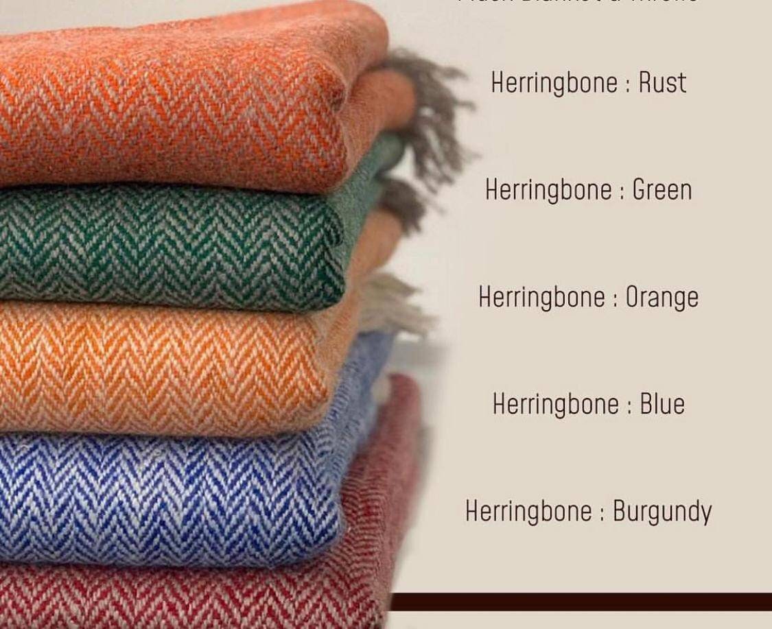 Herringbone Wool Throw from Kashmir Herringbone Wool Throw from Kashmir