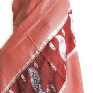 Handmade Premium and exclusive 100% pure kashmir pashmina paisely embroidered shawl, Bridesmaid gift, wedding shawl, anniversary shawl