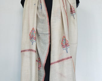 Handcrafted 100% pure kashmiri pashmina sozni  bootah embroidered shawl, anniversary present, meditation fashion scarf, Bridal gift