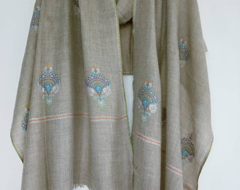 Handcrafted 100% pure kashmiri pashmina sozni  bootah embroidered stole, anniversary present, meditation fashion scarf, Christmas gift