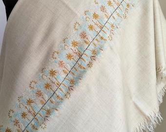 Chal de cachemir pashmina blanco para bodas, chal para la fiesta nupcial, chal para despedida de soltera y compromiso, chal de meditación 105 x 205, regalo para profesores