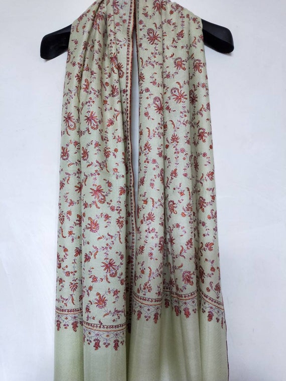 anniversary gift, Bridesmaid gift Hand weaved and Hand Embroidered 100% Pure premium and exclusive kashmiri Pashmina shawl